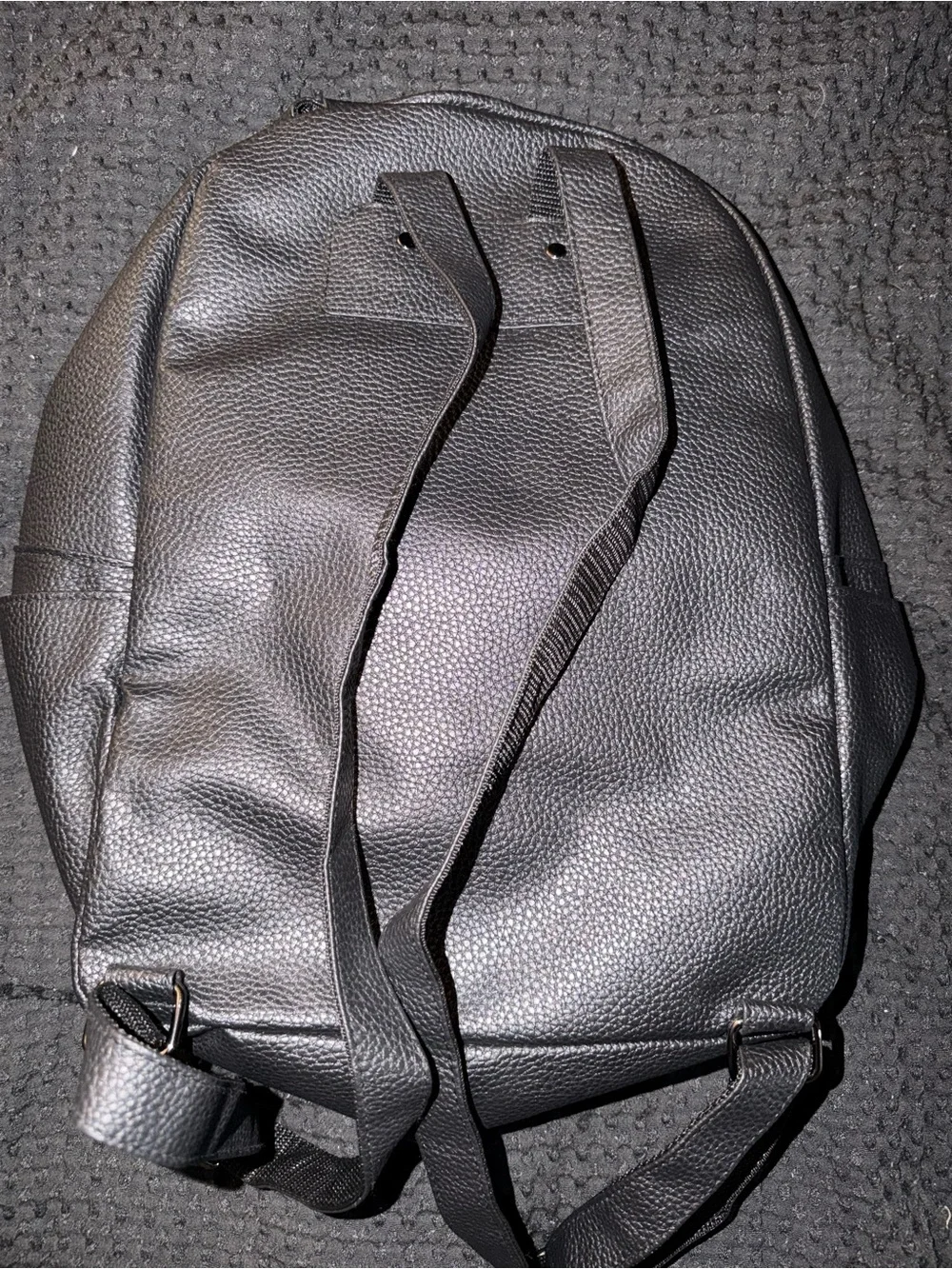 Men's Black Faux Leather Backpack with deathly hallows symbol